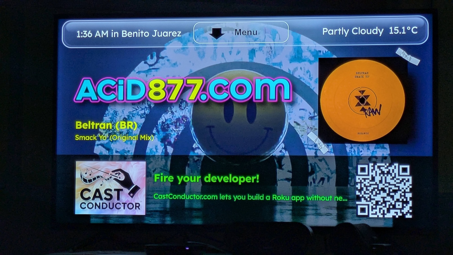 ACiD877's CastConductor-built channel running live on a real TV